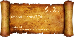 Orendi Karád névjegykártya